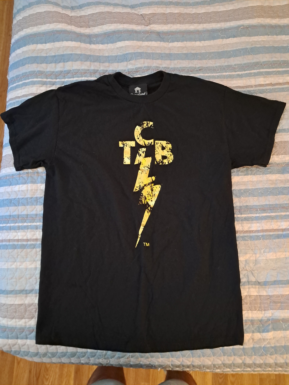 Elvis Presley Graceland TCB Shirt Mens Medium Black Gold Foil Taking Care...